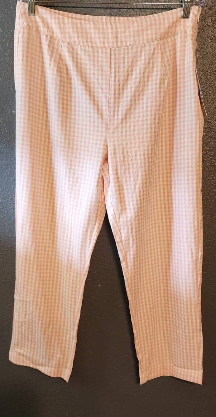 CYRUS Pink and White Gingham Plaid High Rise Cropped Pants Size 10
